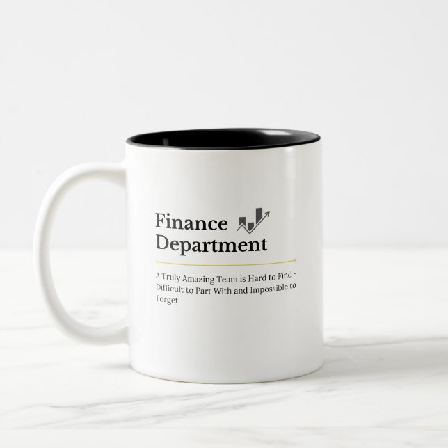Finance Department Appreciation Quote Personalized Two-Tone Coffee Mug (Left)
