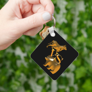 Finance Golden Bear Vs Bull Keychain