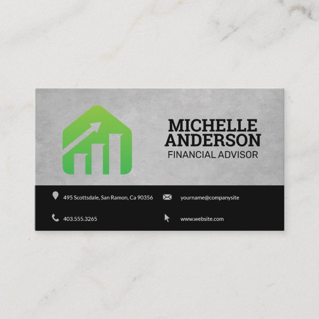 Finance Graph Logo | Stocks Business Card (Front)