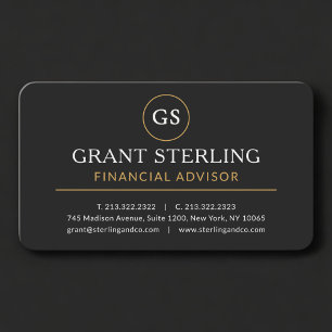 Financial Advisor Black Gold Professional Business Card