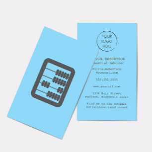 Financial Advisor Logo Abacus Blue and Grey Business Card