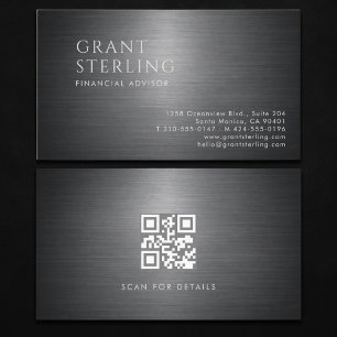 Financial Advisor Metallic QR Code Business Card