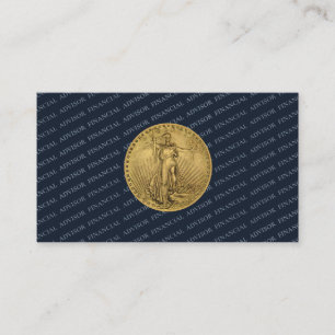 Financial Advisor Money Management Pro Gold Coin Business Card