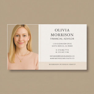 Financial Advisor Neutral Beige Photo Business Card