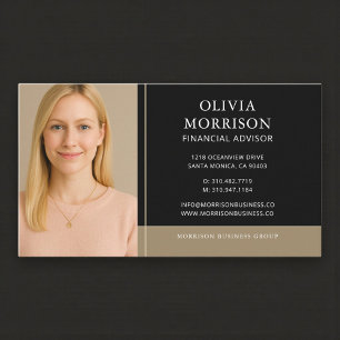 Financial Advisor Photo Black Gold Business Card