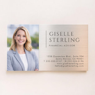 Financial Advisor Photo Brushed Metal Business Card