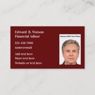 Financial Advisor Photo Template Business Cards