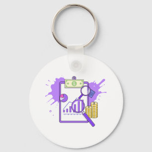 Financial Analysis Report Money Magnifying Glass Keychain