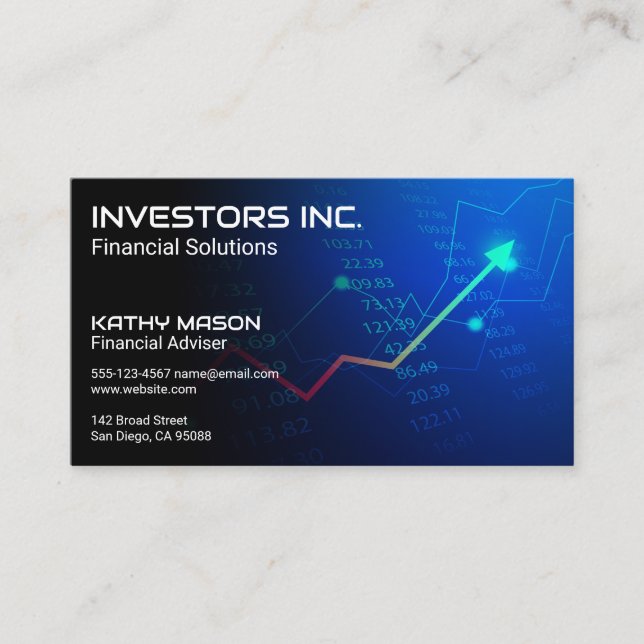 Financial Chart and Numbers Business Card (Front)