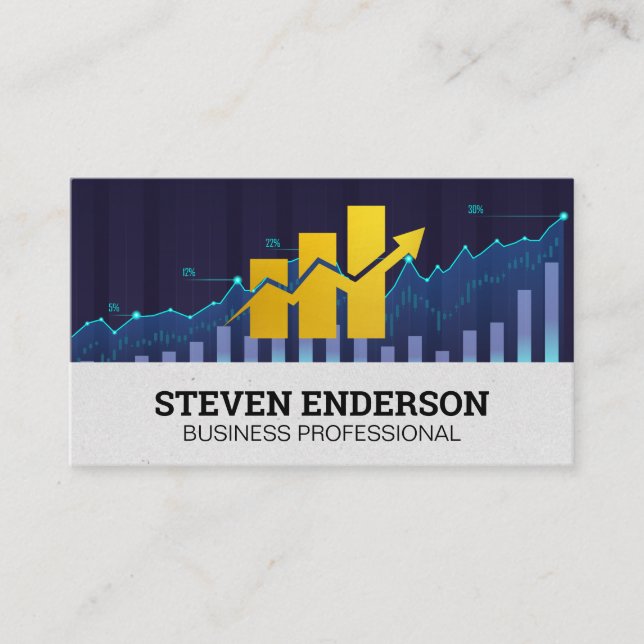 Financial Chart | Stock Graph Bar Chart Business Card (Front)