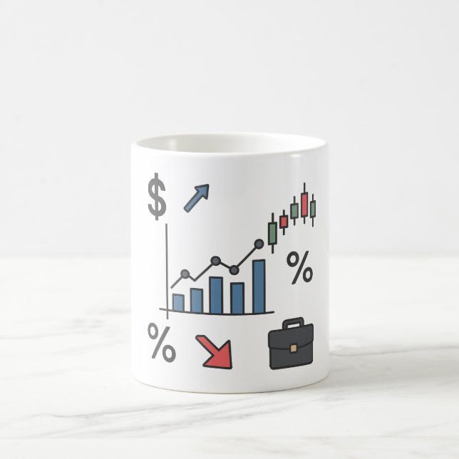  Financial Charts and Graphs Illustration Coffee Mug (Center)