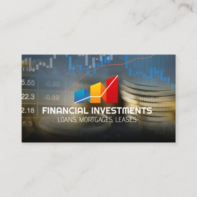 Financial Charts Graphs | Currency Business Card (Front)
