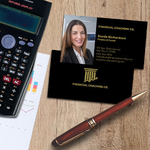 Financial Coach Professional Black Business Card