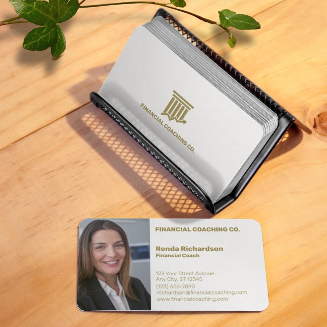 Financial Coach Professional White Business Card (Creator Uploaded)