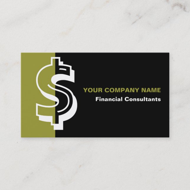 Financial consultant black olive business card (Front)