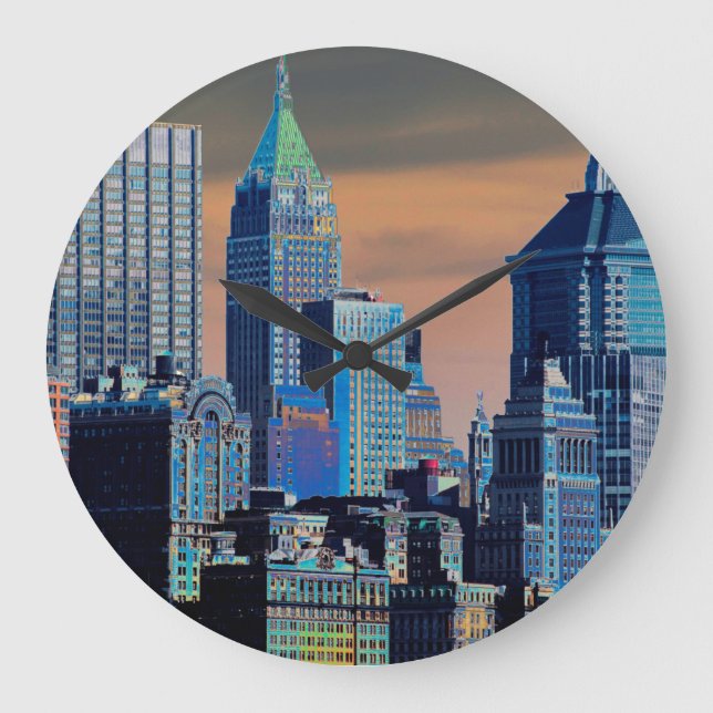  Financial District Lower Manhattan  Poster Large Clock (Front)