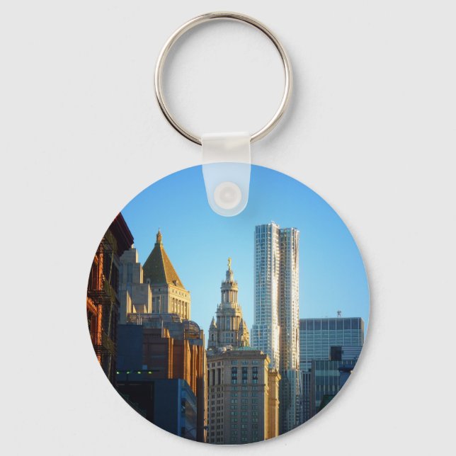 Financial District Skyline Cityscape Keychain (Front)