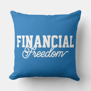 Financial Freedom Typography Blue FFS Throw Pillow