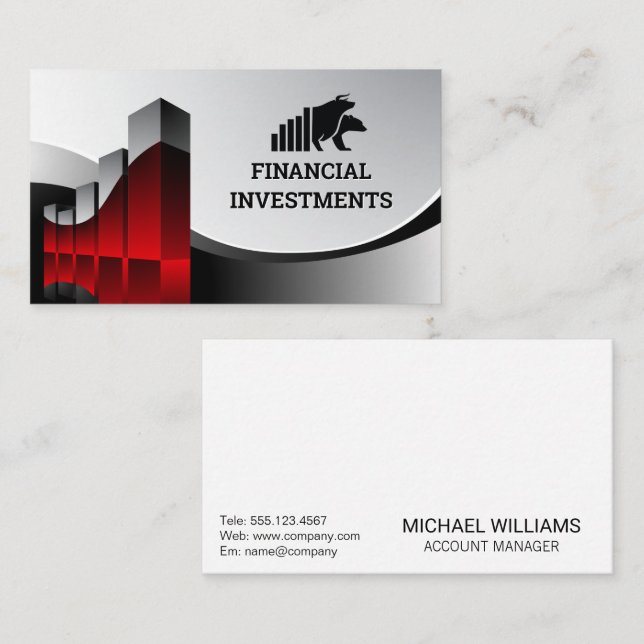 Financial Graph | Bear Bull Logo Business Card (Front/Back)