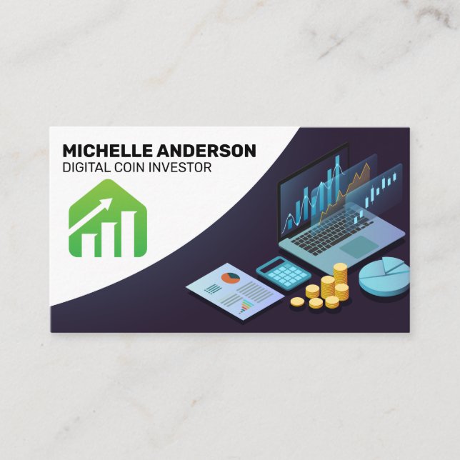 Financial Graph Chart | Money Data Analyst Business Card (Front)