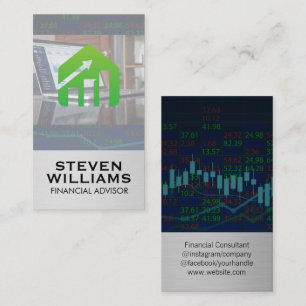 Financial Logo   Stock Data Chart  Business Card