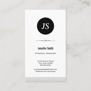 Financial Manager - Clean Black White Business Card