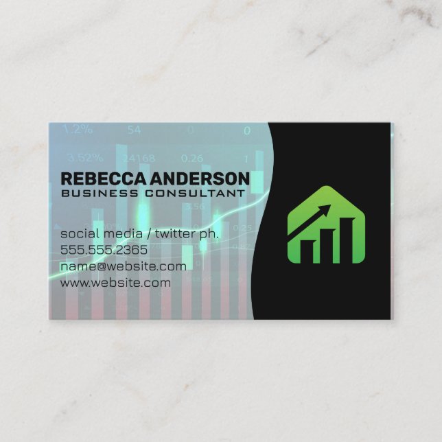 Financial Market Graph | Business Growth Logo Card (Front)