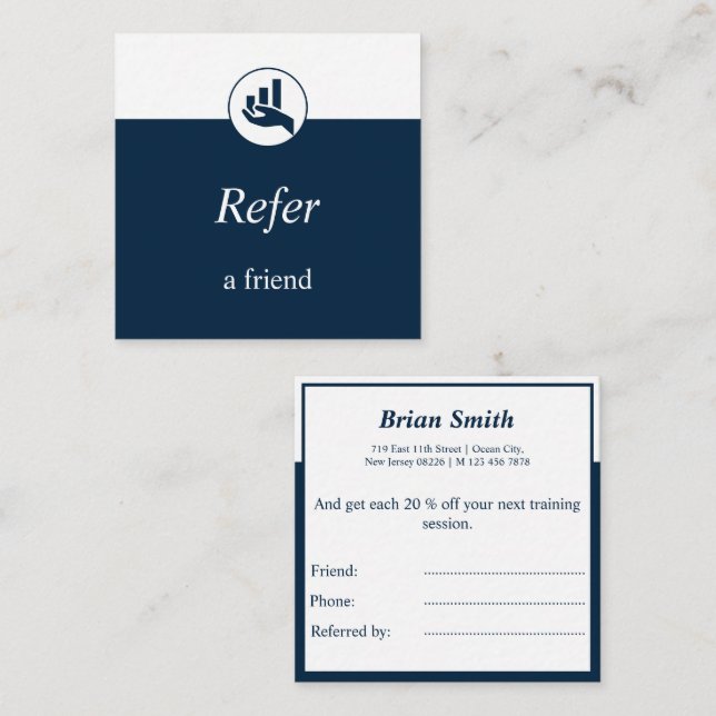 Financial Planner Refer A Friend Square  Business Card (Front/Back)