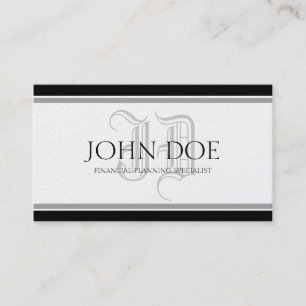 Financial Planner Roman Platinum Monogram Business Card