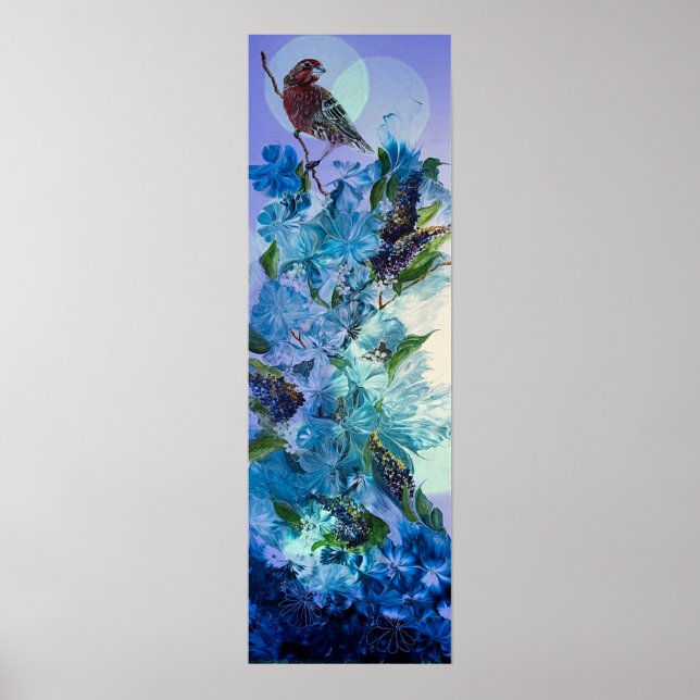 Finch and Flowers Print (Front)