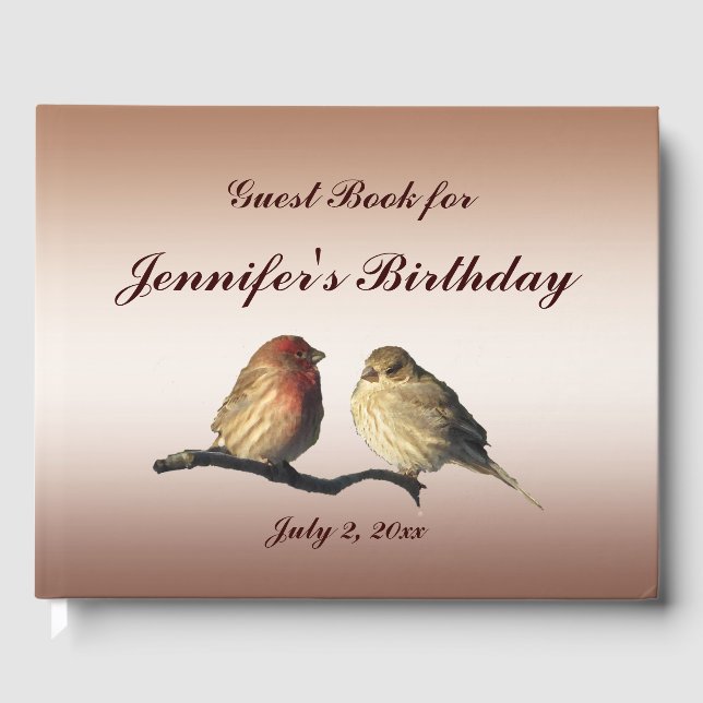 Finch Birds Birthday Party Guest Book (Front)
