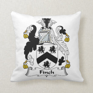 Finch Family Crest Throw Pillow