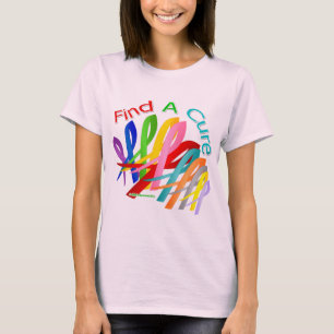 Find A Cure Colourful Cancer Ribbons T-Shirt