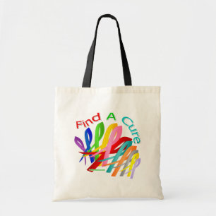Find A Cure Colourful Cancer Ribbons Tote Bag