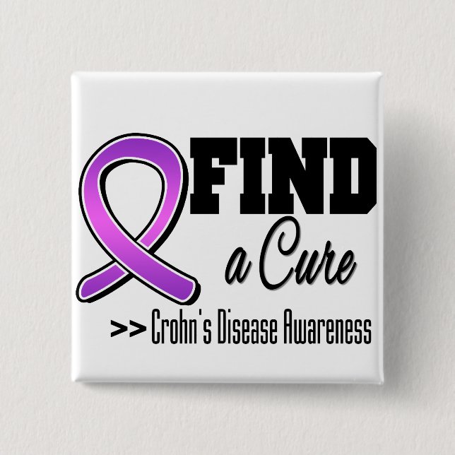 Find a Cure Crohns Disease Awareness 2 Inch Square Button (Front)
