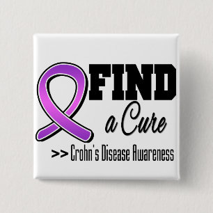 Find a Cure Crohns Disease Awareness 2 Inch Square Button