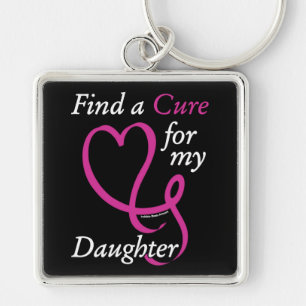 Find a Cure/Heart/Daughter...Breast Cancer Keychain