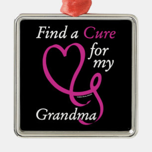 Find a Cure/Heart/Grandma...Breast Cancer Metal Ornament
