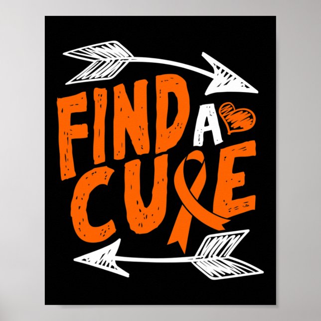 Find A Cure Heart Leukaemia Cancer Awareness Ribbo Poster (Front)