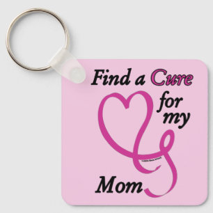 Find a Cure/Heart/Mom...Breast Cancer Keychain