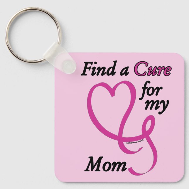 Find a Cure/Heart/Mom...Breast Cancer Keychain (Front)
