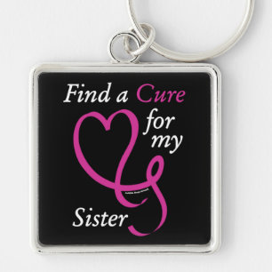 Find a Cure/Heart/Sister...Breast Cancer Keychain