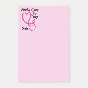 Find a Cure/Heart/Sister...Breast Cancer  Post-it Notes