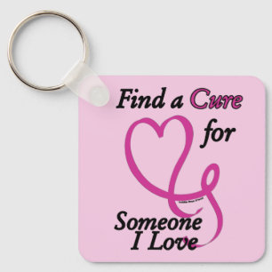 Find a Cure/Heart/Someone I Love...Breast Cancer Keychain