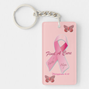 Find a Cure Philippians 4:13 Cancer Awareness Keychain