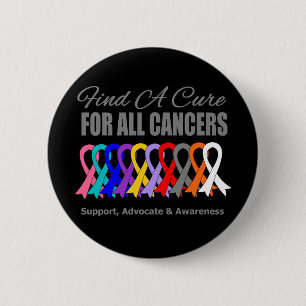 Find a Cure Ribbons For All Cancers 2 Inch Round Button