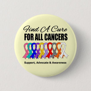 Find a Cure Ribbons For All Cancers 2 Inch Round Button