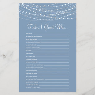 Find a Guest Dusty Blue Lights Bridal Shower Game