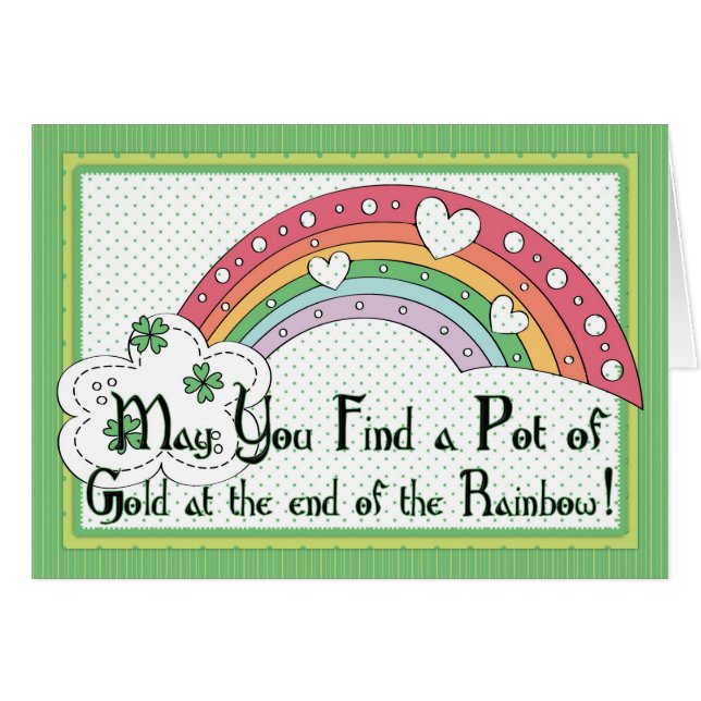 Find a Pot of Gold Rainbow Irish Card (Front Horizontal)