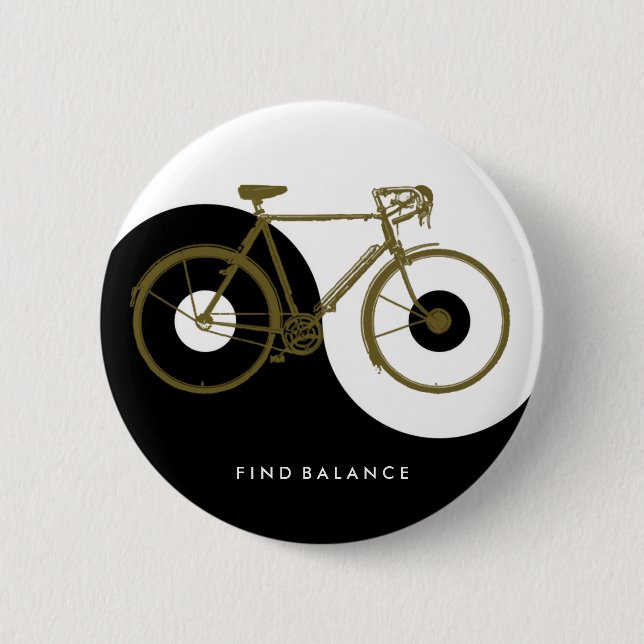 FIND BALANCE / yin yang bicycle 2 Inch Round Button (Front)